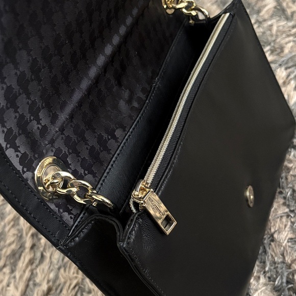 Karl Lagerfeld Luxury Black Floral Shoulder Bag with Gold Hardware - Picture 12 of 14